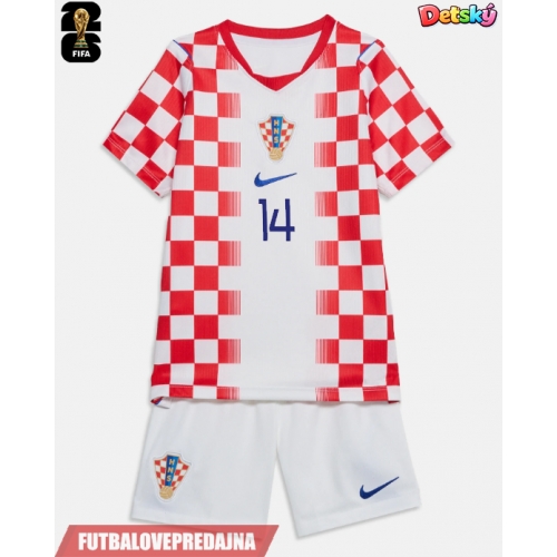 Lacne Dětský Futbalové dres Chorvátsko Ivan Perisic #14 MS 2026 Krátky Rukáv - Domáci (+ trenírky)